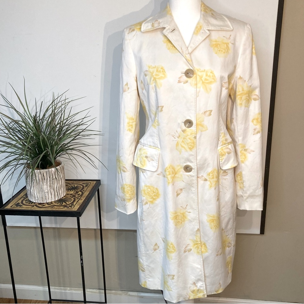 Banana Republic Floral Trench Coat Size Medium